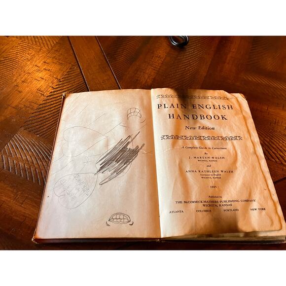 Plain English Handbook 1939 Harcover Vintage Book, Doodles, Graffiti, Burn (?) - Picture 6 of 9